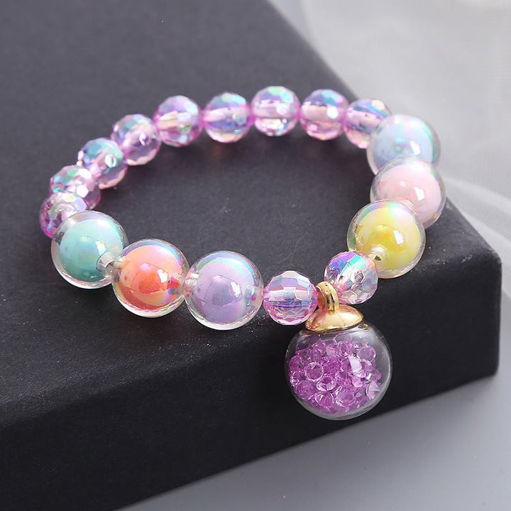 Chic vibrant glass bead stretch bracelet for women. Colorful elastic beaded jewelry, easy to wear.