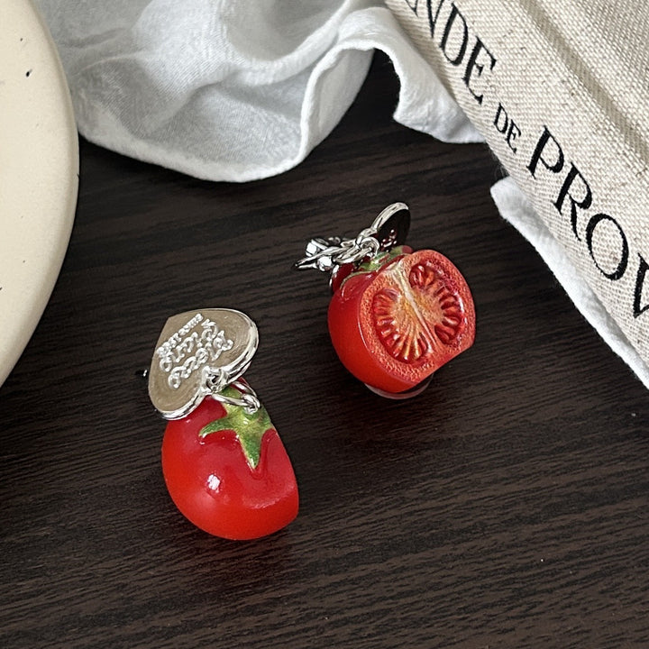 Playful red tomato keychain charm. An eye-catching accessory for keys, bags, backpacks, and purses. Unique gift idea.