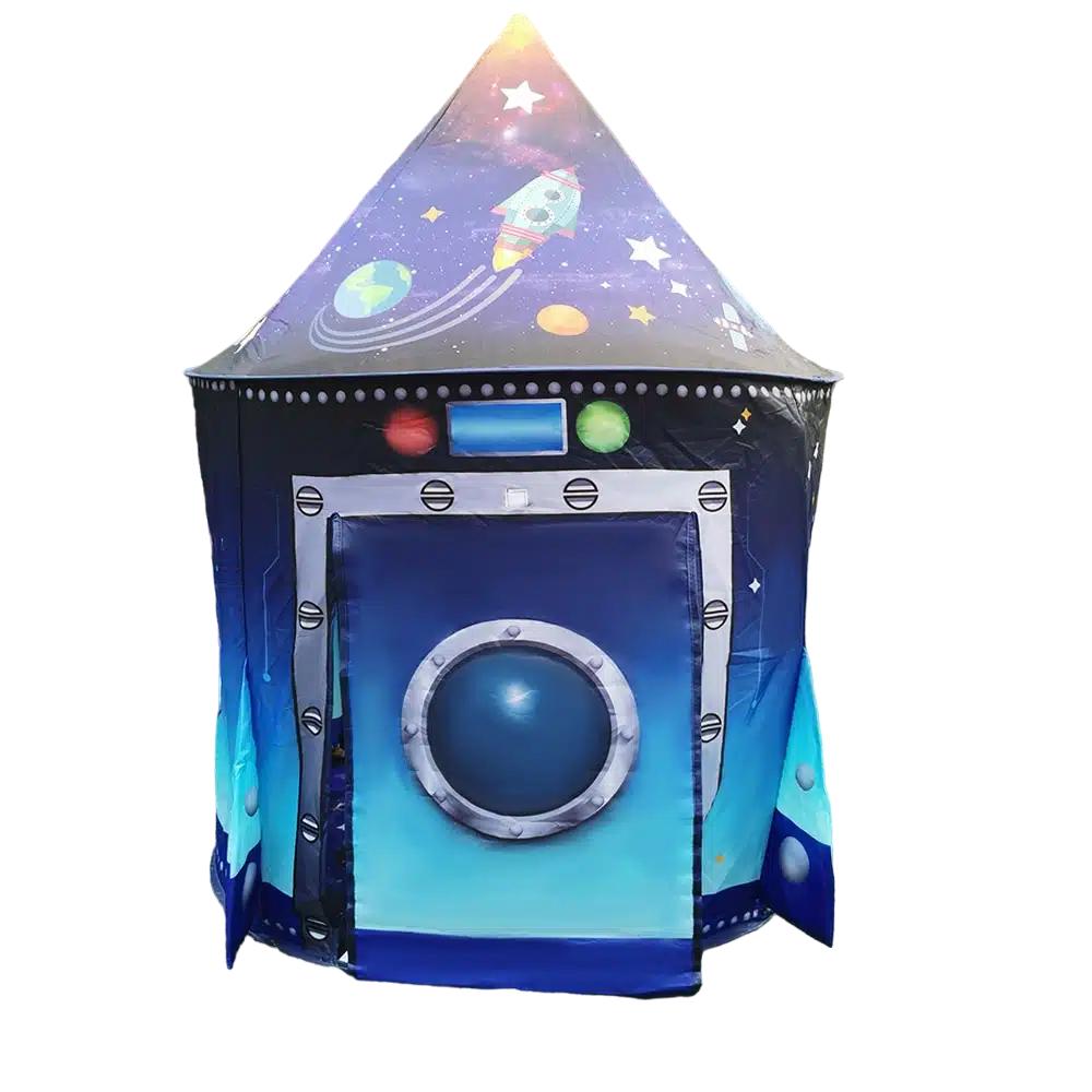 Toddler & kids rocket spaceship play tent, perfect for imaginative indoor & outdoor space adventure fun.