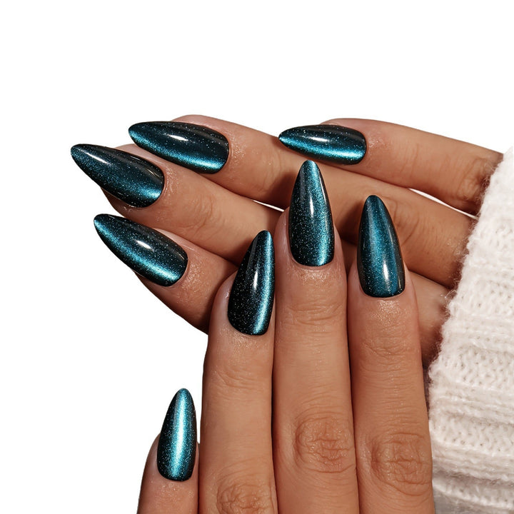 High-quality vibrant teal gel polish creating a long-lasting, high-gloss finish for women's nail art.