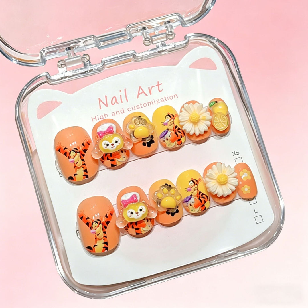 Easy-to-use cartoon press-on nails for all ages, offering vibrant and customizable nail beauty.