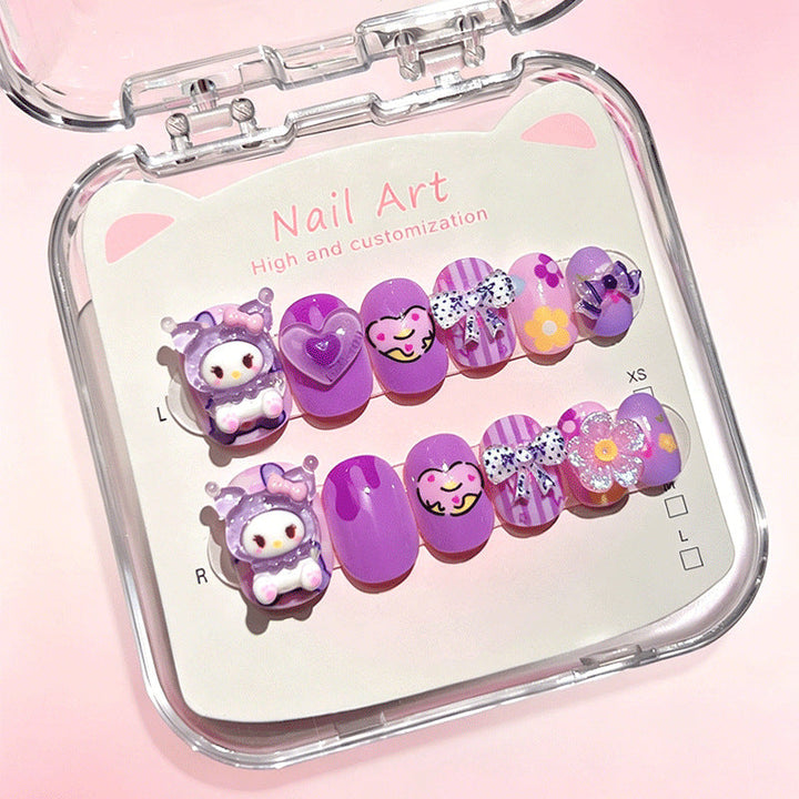 Instant nail art: vibrant cartoon press-on false nails for a quick and fun style upgrade.