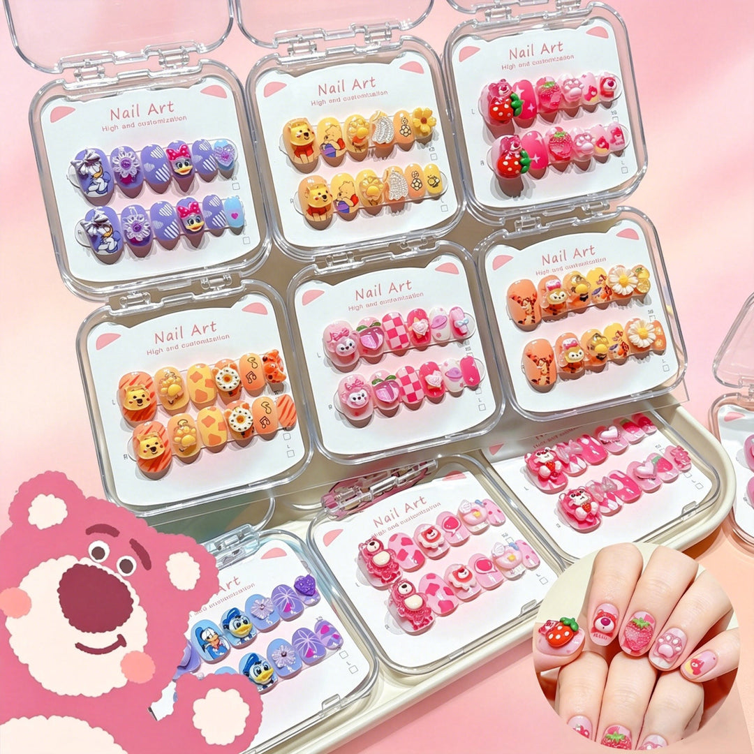 Easy-apply false nails: a cartoon press-on nail art set for customizable and vibrant beauty.