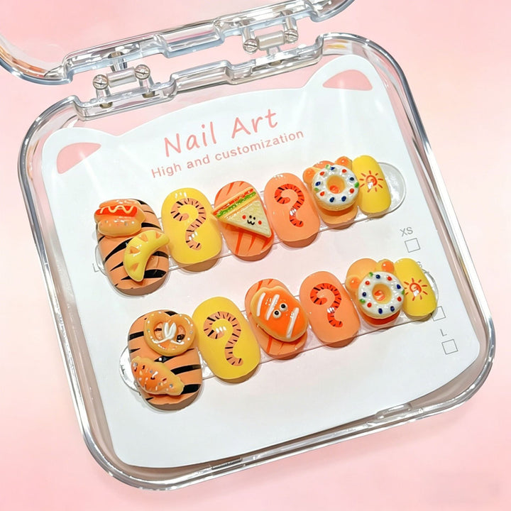 Expressive unisex cartoon press-on nails, perfect for unique personal style and vibrant beauty.