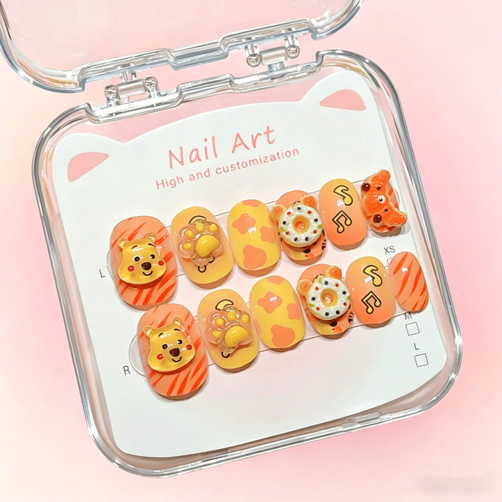 Press-on nail art set featuring popular cartoon characters, for easy and expressive nail designs.