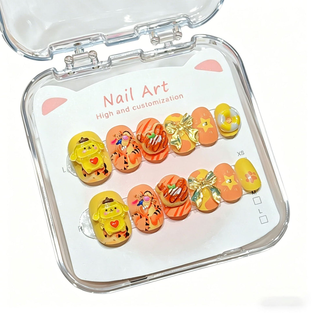 Customizable cartoon press-on nails, perfect for adding a fun & vibrant touch to any look.