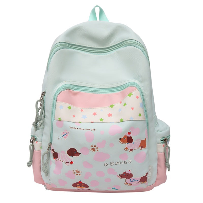 Vibrant unisex dog character backpack for school & travel. Durable, fun design for kids & adults.
