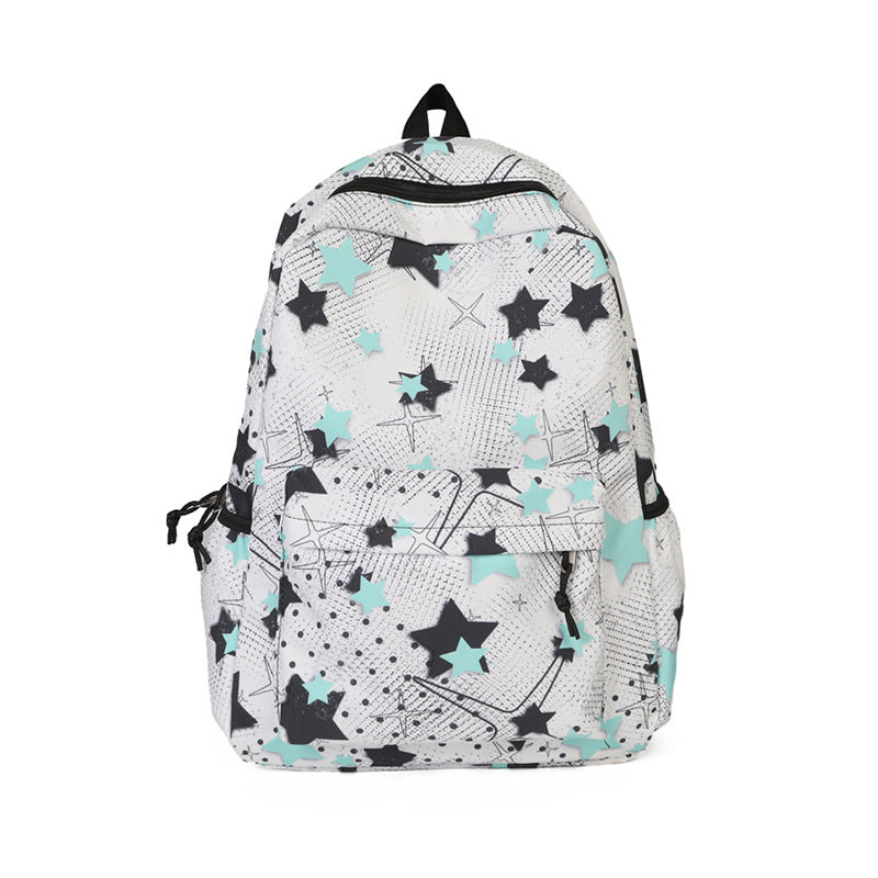 Durable unisex star pattern backpack, versatile for school, travel, work, or as a daily daypack. Stylish and strong.
