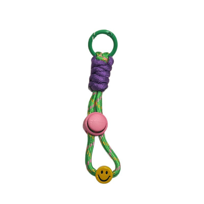 Close-up of a vibrant keychain holder with keys. A functional & durable accessory for key organization.