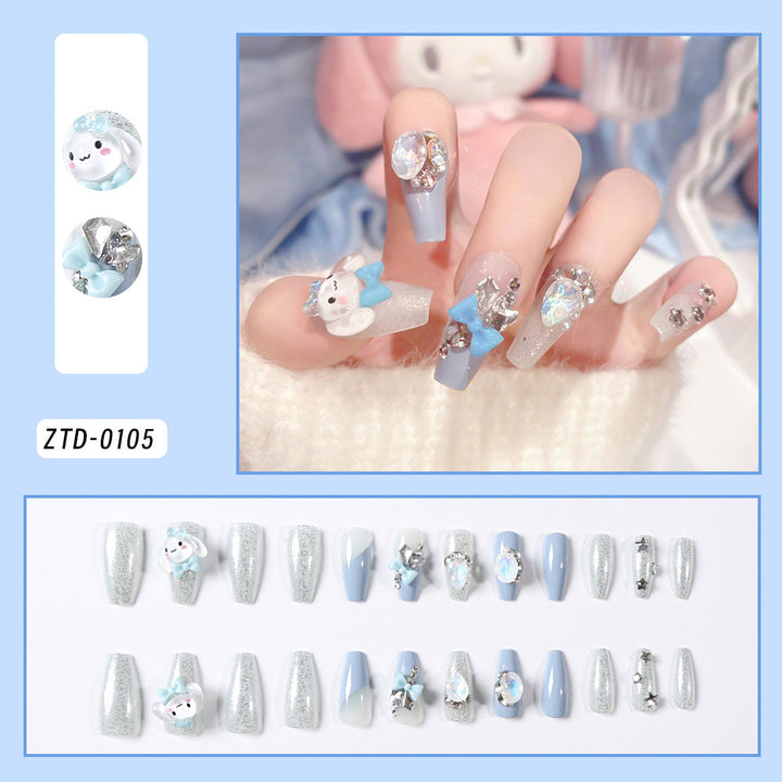Cute cartoon decorative press-on false nails, perfect for quick nail art and a fun reusable manicure.