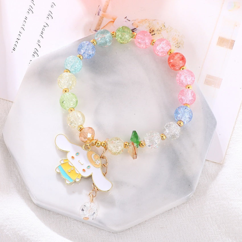 Perfect for adding a pop of color: women's vibrant elastic glass bead bracelet, a unique fashion accessory.