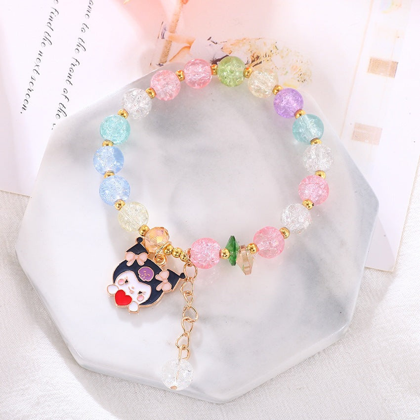 Stylish women's colorful glass bead bracelet. Vibrant, elastic, and a unique charm accessory.