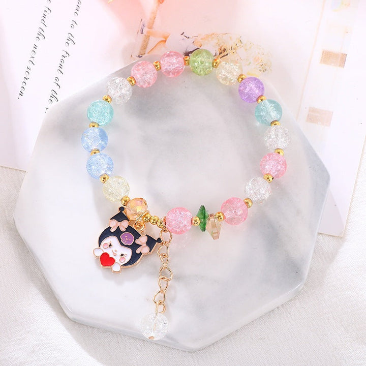 Stylish women's colorful glass bead bracelet. Vibrant, elastic, and a unique charm accessory.