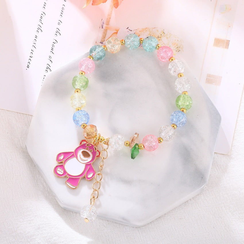 Flowing colorful glass bead bracelet for women, an elastic and vibrant fashion accessory with unique style.
