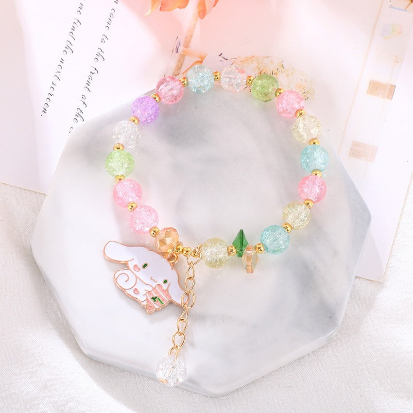 Colorful glass bead bracelet for women. Elastic and vibrant, a unique beaded fashion accessory.