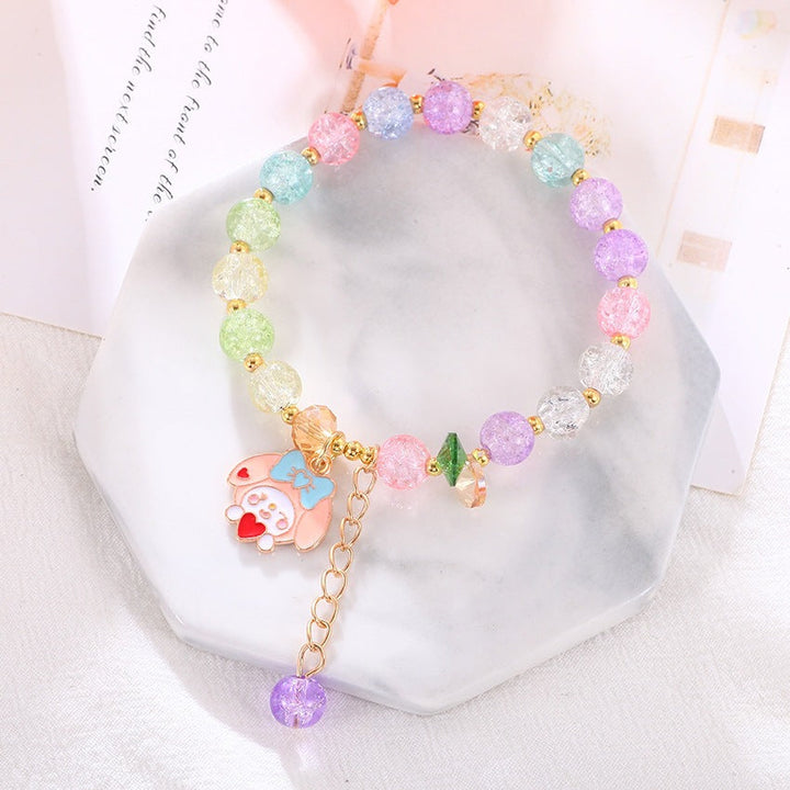 Beaded women's elastic bracelet with a dazzling array of colorful glass beads. A vibrant fashion accessory.