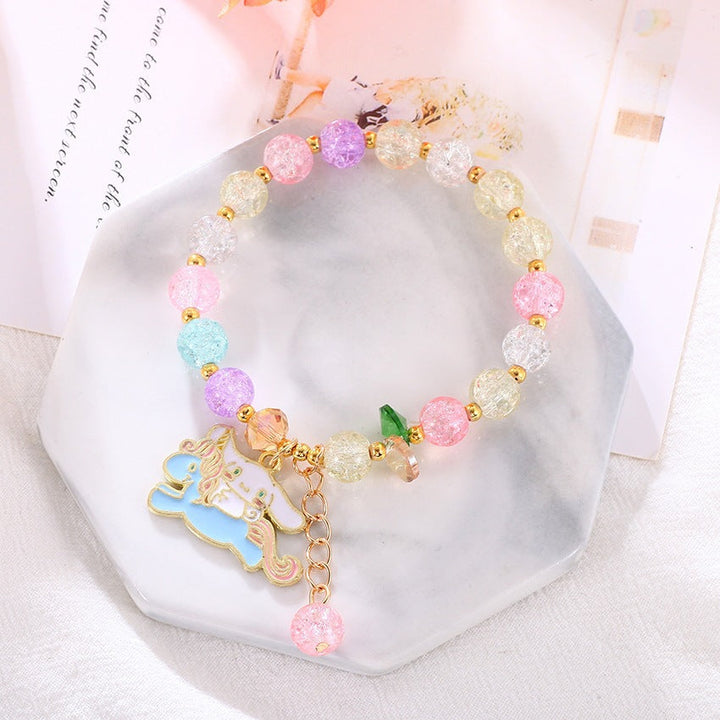 Women's vibrant colorful glass bead bracelet. Elastic design, unique style fashion accessory.