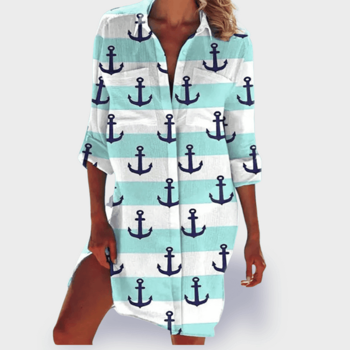 Soft, lightweight women's vibrant summer dress, offering flattering comfort for any casual occasion.