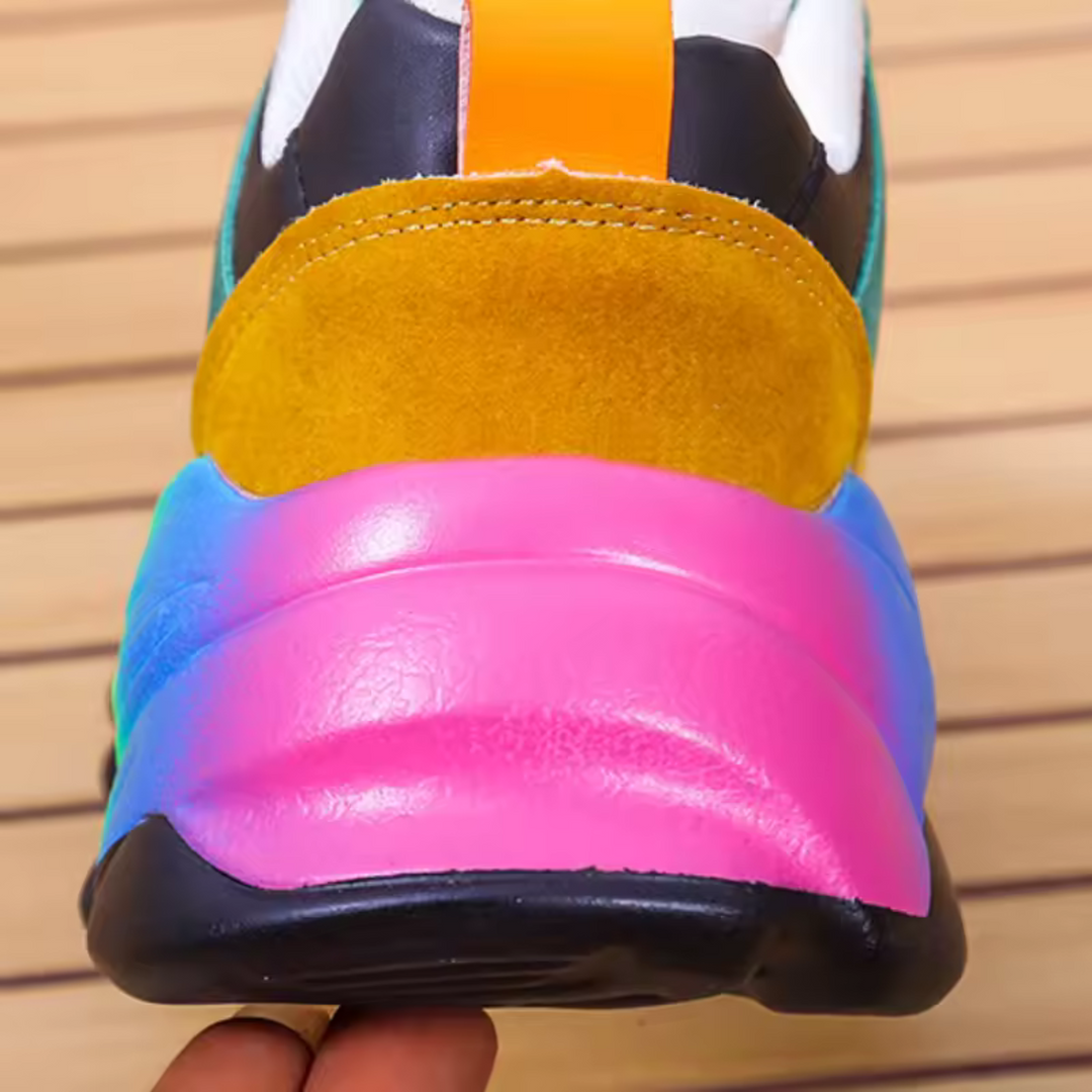 Women's colorful chunky walking shoes, orthopedic with arch support for ultimate comfort and style.