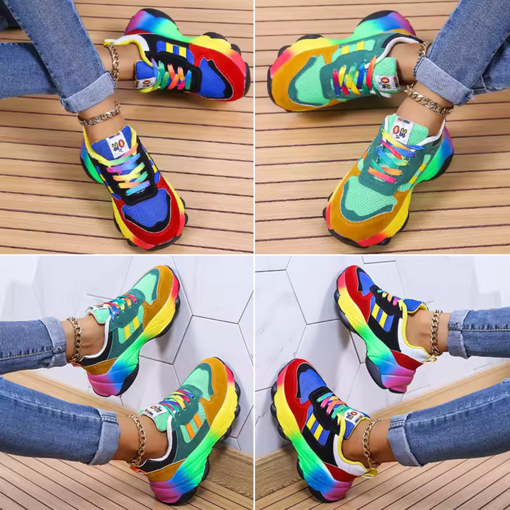 Comfortable women's vibrant chunky sneakers, ideal for walking, with orthopedic arch support.