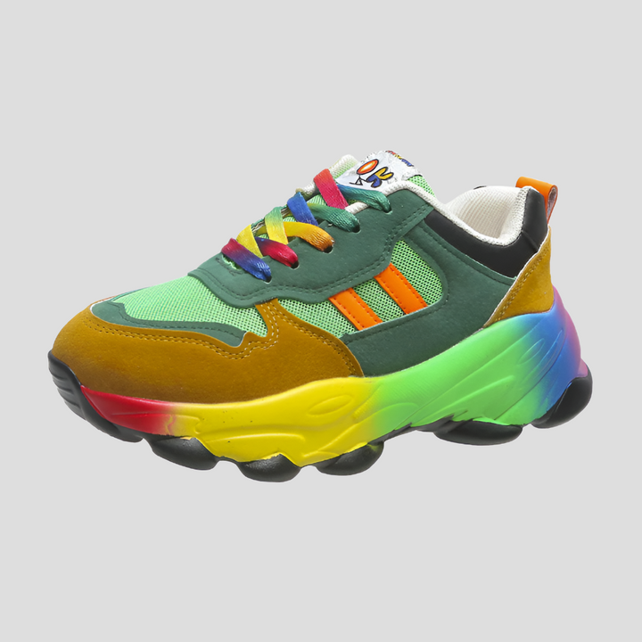 Colorful women's walking sneakers with orthopedic support, ideal for comfortable casual and daily wear.