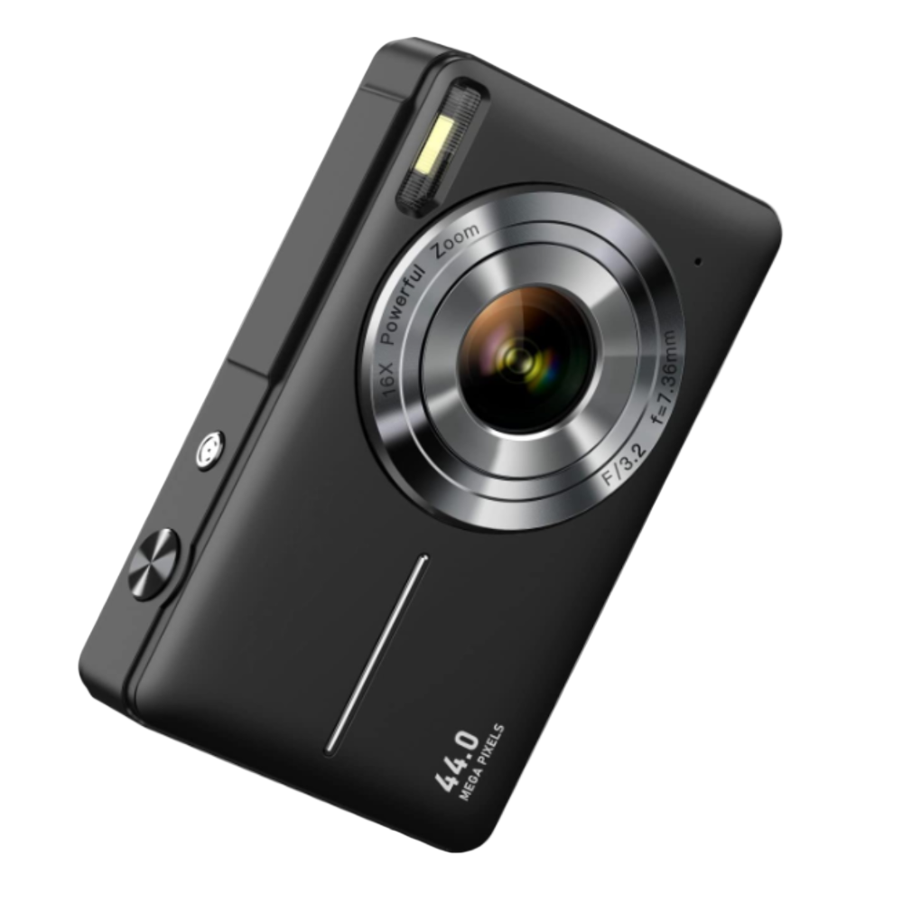 Vintage digital camera, compact & portable, capturing retro photos and crisp 1080p video. Perfect point & shoot travel camera.