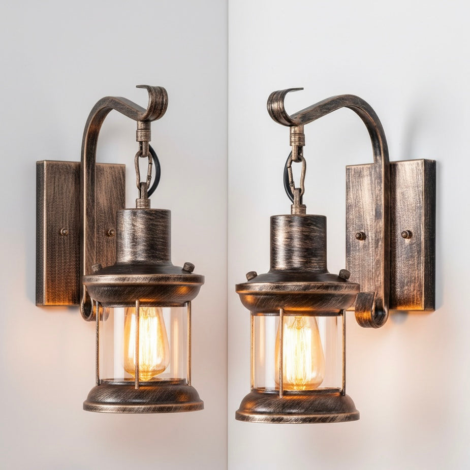 Vintage industrial black metal wall sconce for retro home lighting decor.