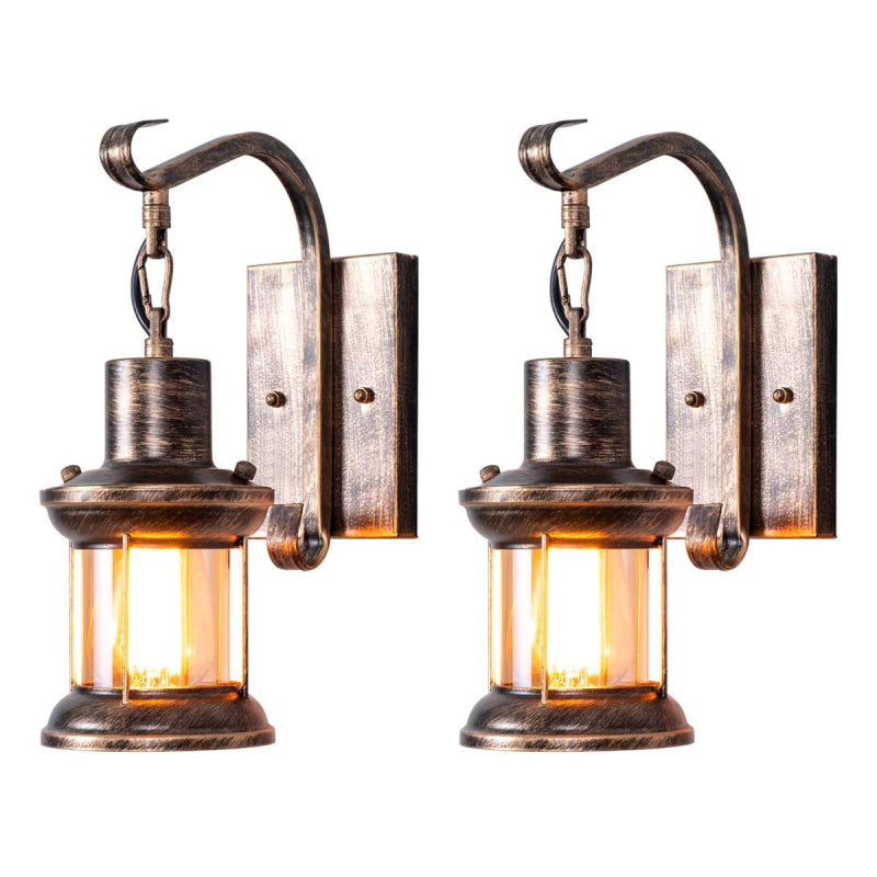 Rustic industrial metal wall sconce, provides cozy vintage illumination.