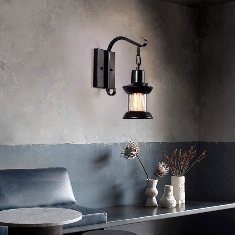 Steampunk-style industrial metal wall sconce, unique retro lighting fixture.