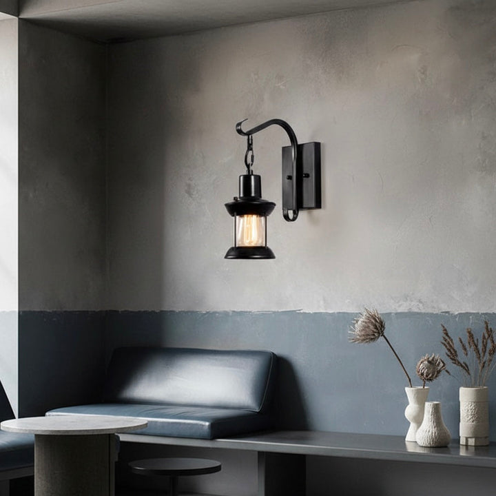 Durable metal vintage wall sconce, industrial design for hallway lighting.