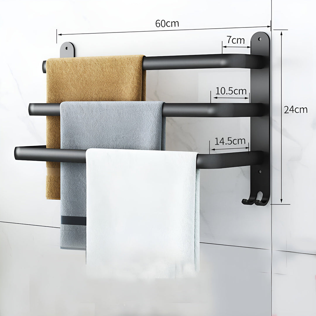 Organize your bathroom with this rust-resistant wall-mounted towel rack. Holds multiple towels, saving space.