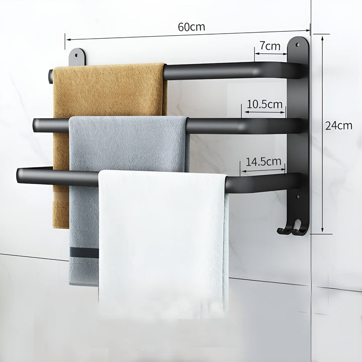 Organize your bathroom with this rust-resistant wall-mounted towel rack. Holds multiple towels, saving space.
