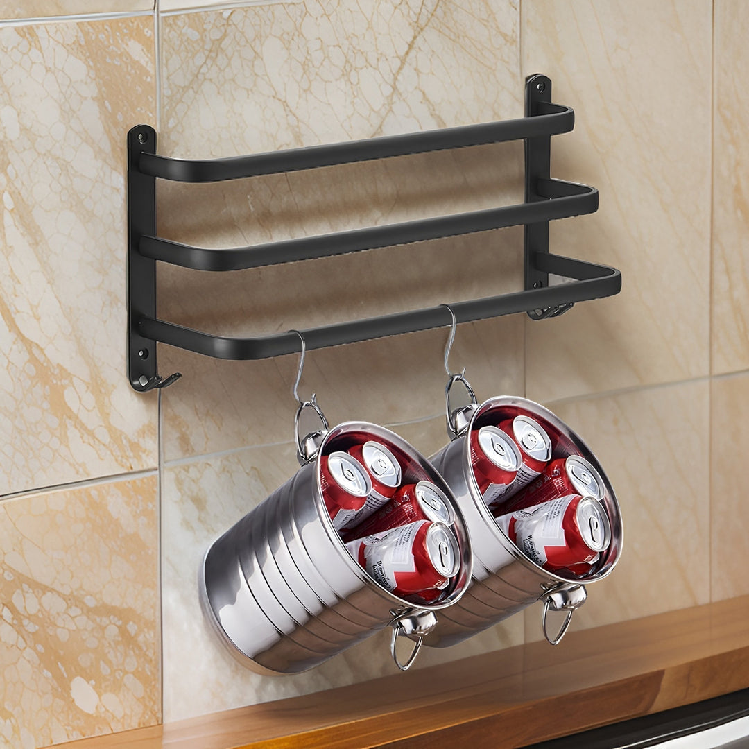 Easy-install wall-mounted towel rack. Rust-resistant 3-bar design for efficient bathroom organization & towel storage.