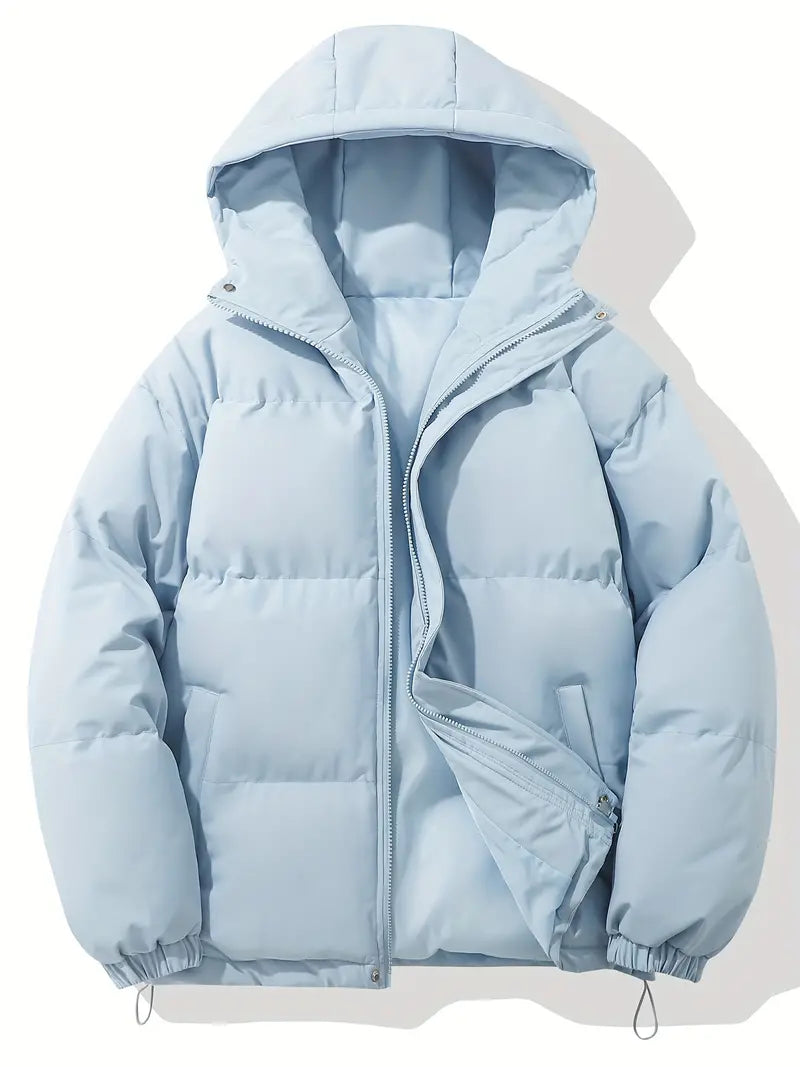 Elegant women's quilted puffer jacket, designed for warmth & style. Perfect hooded outerwear for cold weather.