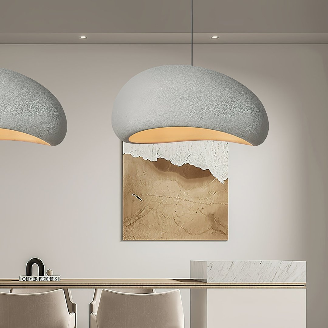 Modern ceiling light, sculpted dome pendant, dimmable and adjustable for versatile illumination.