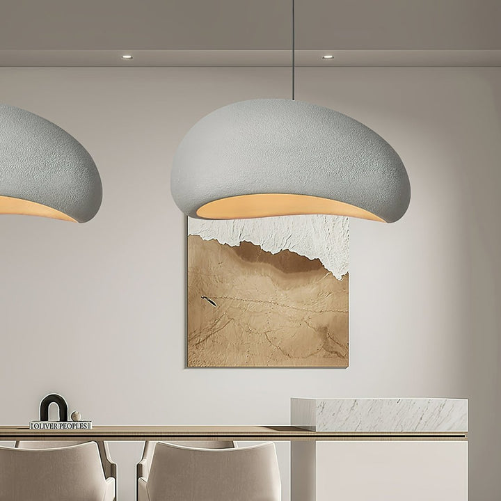 Modern ceiling light, sculpted dome pendant, dimmable and adjustable for versatile illumination.