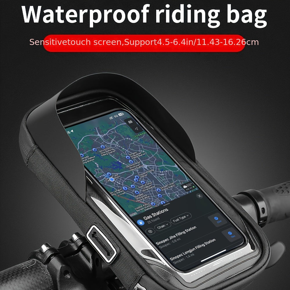 Unisex waterproof phone mount for bike & motorcycle handlebars, 360° rotation, universal fit.