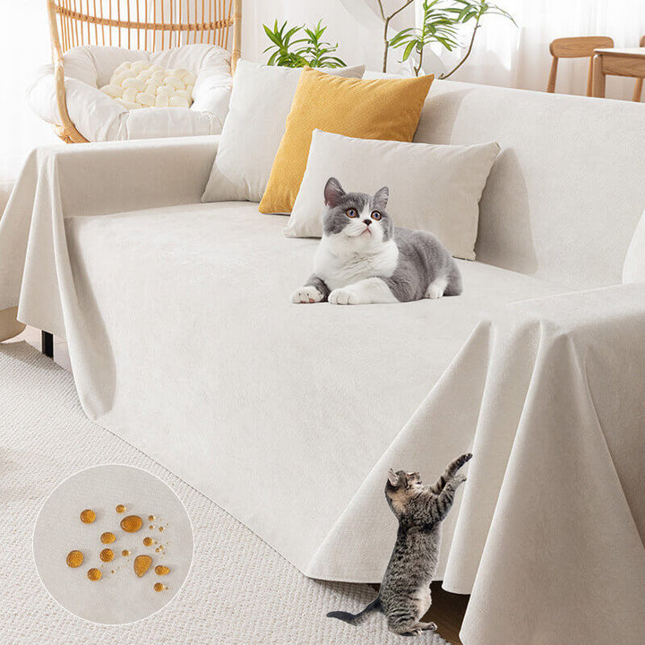 Cozy waterproof chenille sofa cover, perfect for all seasons. Stylish furniture protection for your living room.