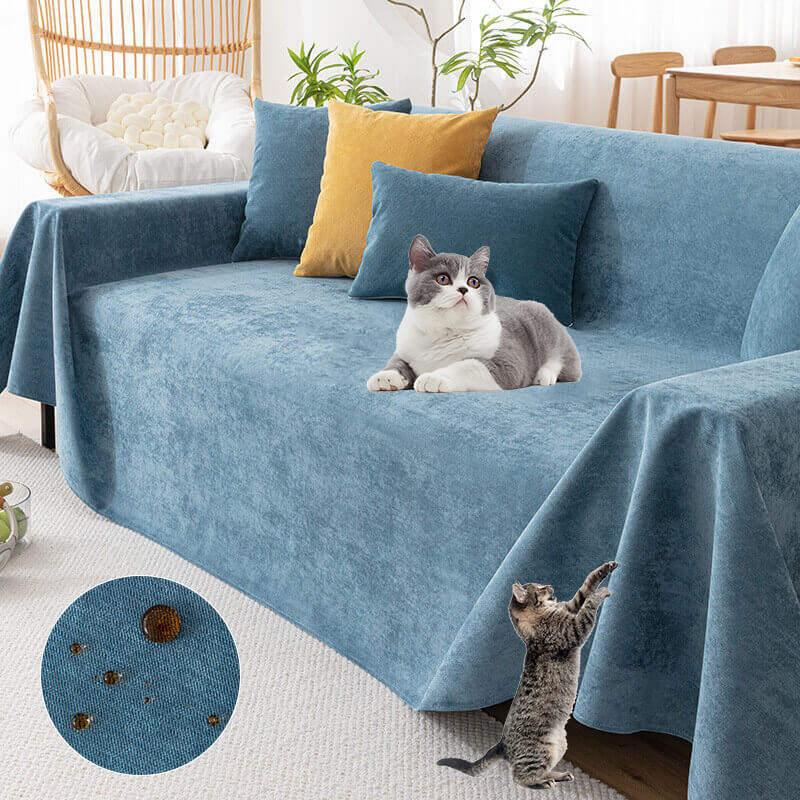Luxurious chenille furniture throw, waterproof & comfortable, ideal for all seasons in any home decor.