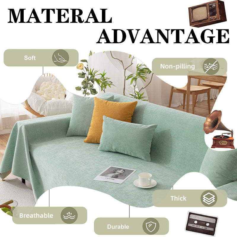 Soft chenille sofa throw, waterproof for spills & pet damage. Elegant home decor, fits various furniture.