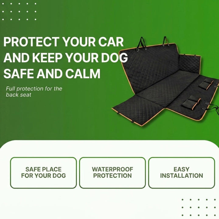 Durable waterproof dog car seat protector with side flaps for full car seat coverage. Essential pet travel accessory.