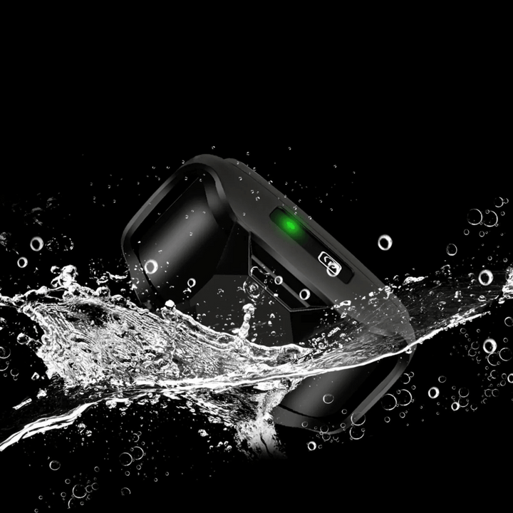 Waterproof dog training collar with remote control, rechargeable for active dogs & effective behavior.