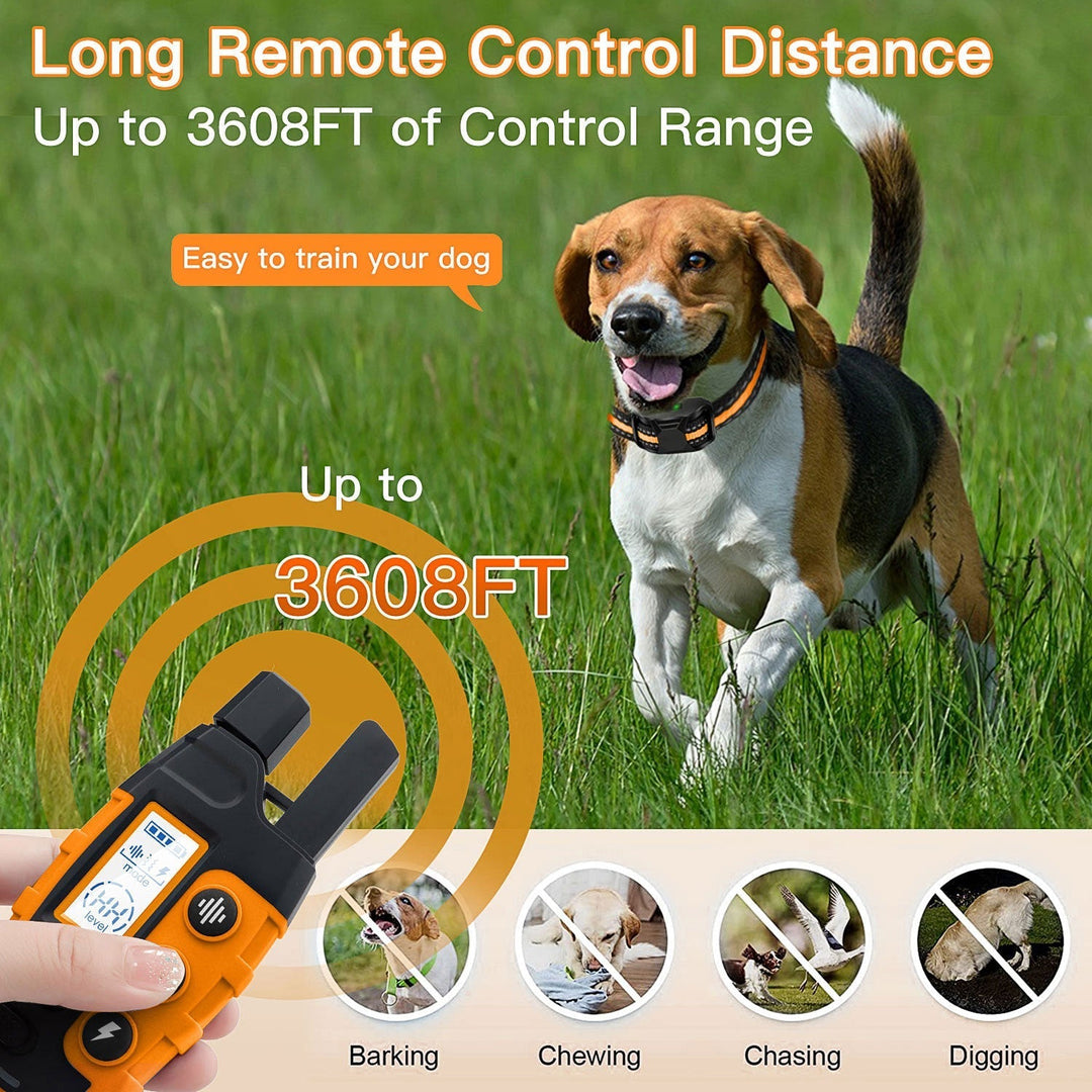 Outdoor dog training collar, waterproof with 3300ft remote for off-leash obedience & control. Pet supplies.