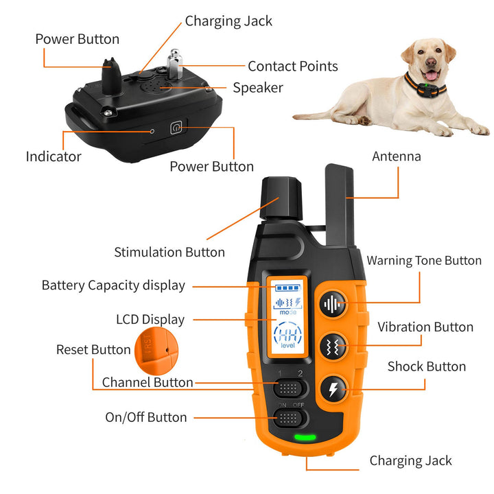 Durable waterproof dog training collar for reliable remote control & bark management. 3300ft range.