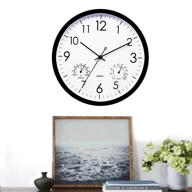 Durable, weatherproof outdoor clock and temperature gauge, enhancing any garden, patio, or outdoor living space.