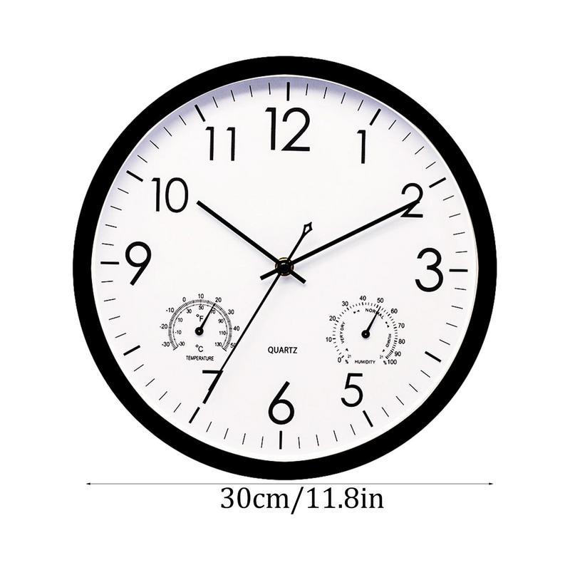 Elegant outdoor garden clock featuring a clear temperature gauge, designed for year-round weatherproof use.