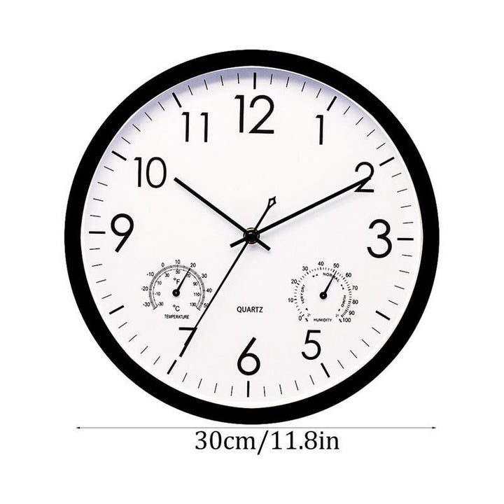 Elegant outdoor garden clock featuring a clear temperature gauge, designed for year-round weatherproof use.
