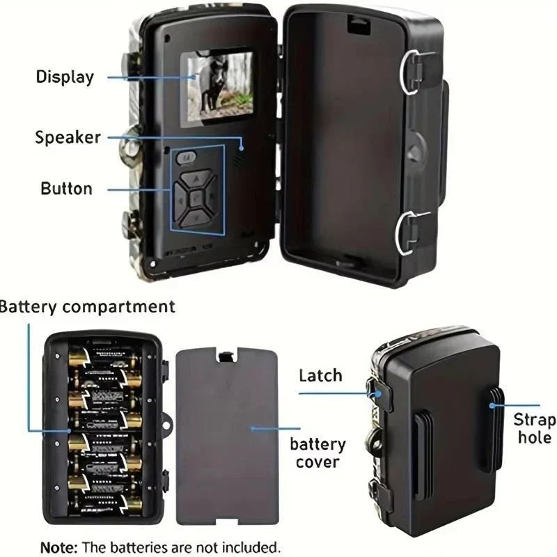 Weatherproof trail camera, capturing HD video & photos with advanced night vision.