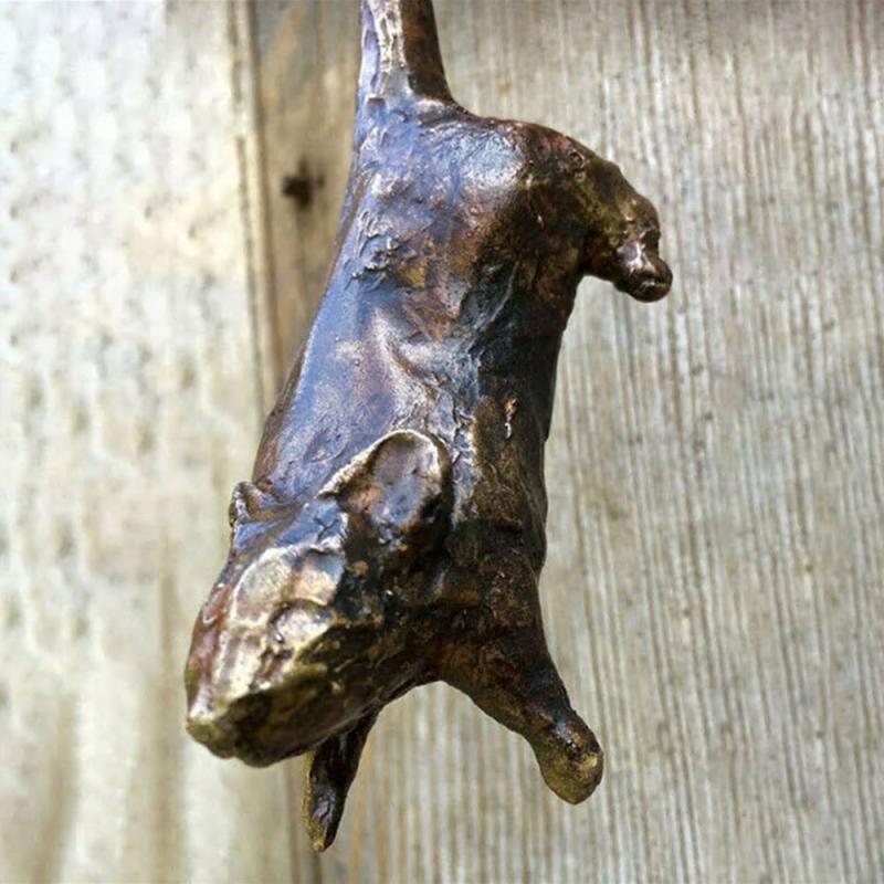 Charming cat and mouse door knocker, a perfect whimsical gift and unique entryway wall decoration.