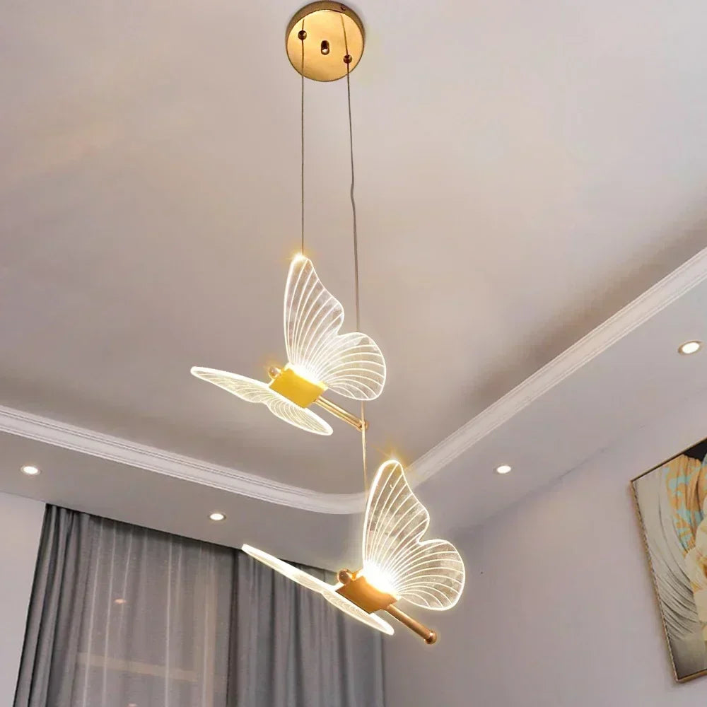Decorative LED butterfly lamp, with intricate glass & metal design, excellent nursery lighting for kids' room aesthetic.